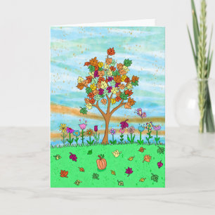 Carte Joli arbre d'automne   Feuilles automnales