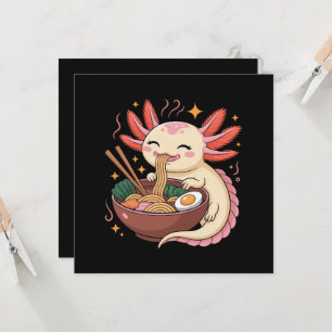 Carte Joli Axolotl Mange des Nouilles Ramen