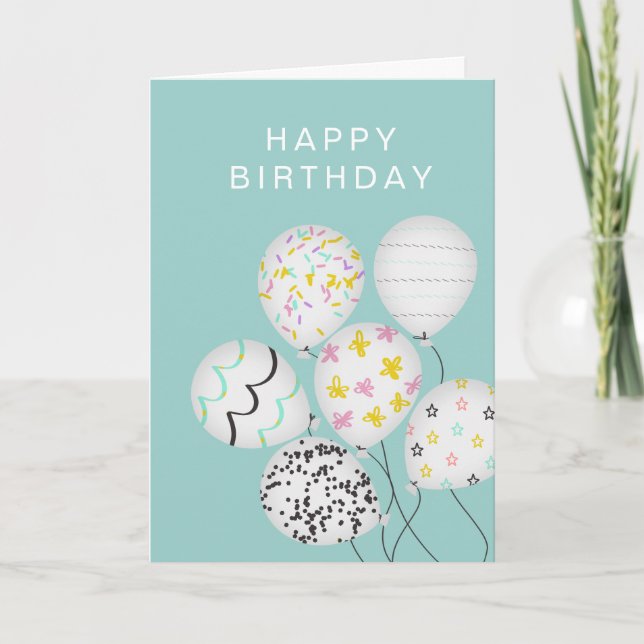 Carte joli ballon fête joyeux anniversaire plié (Devant)