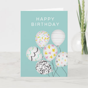 Carte joli ballon fête joyeux anniversaire plié