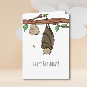 Carte Joli Bat Dormir Joyeux Anniversaire Illustré