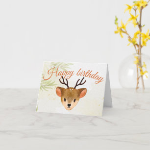 Carte Joli bébé cerf dans la jungle heureux anniversaire