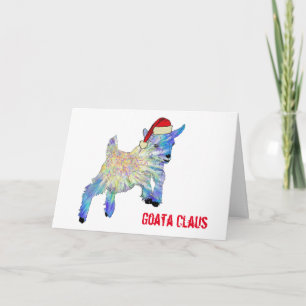 Carte Joli bébé chèvre Santa