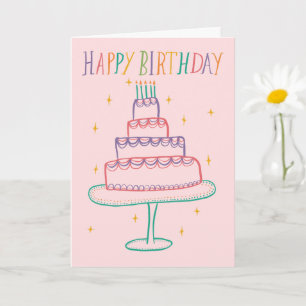 Carte Joli bijou d'anniversaire coloré Croquis Doodle