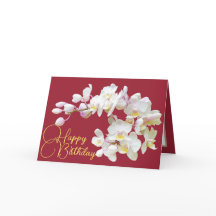 Joli blanc orchidée rouge arrière-plan Joyeux anni