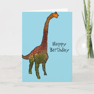 Carte Joli bleu enfants brachiosaurus dinosaure art