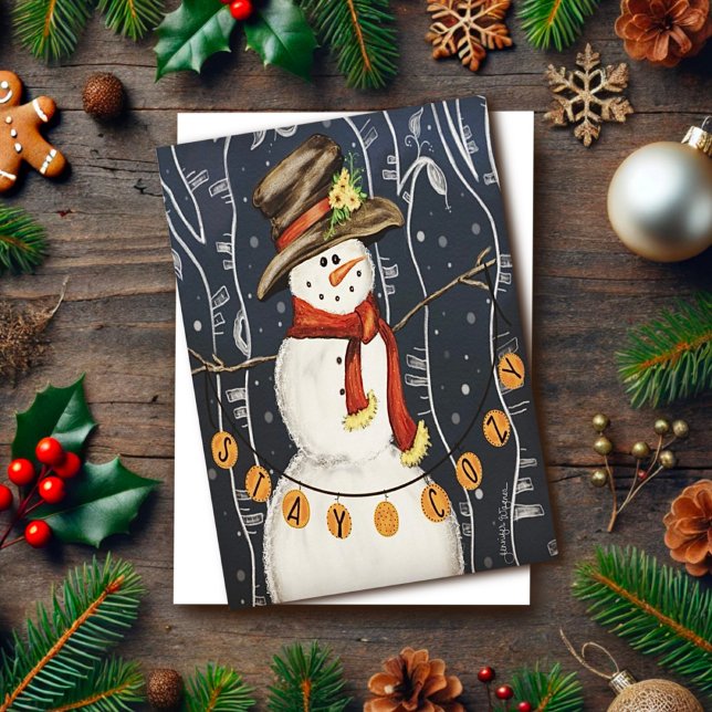 Carte Joli Bonhomme de Neige Cosy Inspiration de Noël (Créateur téléchargé)