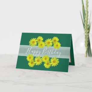 Carte Joli Bouquet Floral Daisy Flower Green Anniversair