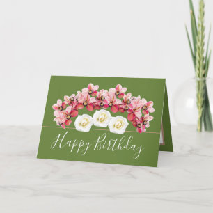 Carte Joli Bouquet Floral Orchidée/Fleurs Roses Annivers