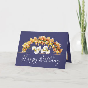 Carte Joli Bouquet Floral Orchidée Lily Fleurs Anniversa