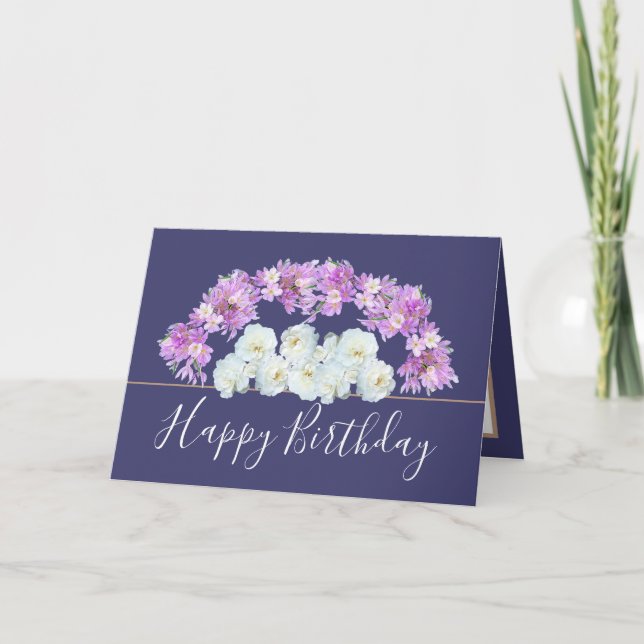 Carte Joli bouquet floral Rose / Fleurs Crocus Anniversa (Devant)