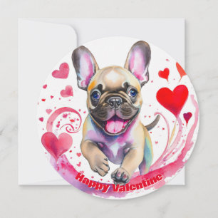 Carte Joli Bulldog français pour la Saint-Valentin