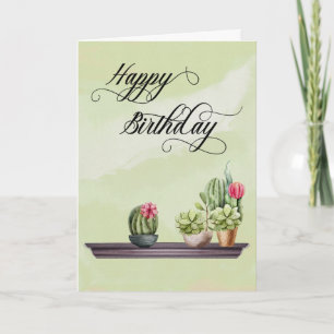 Carte Joli Cactus Poted Plantes Succulent Anniversaire
