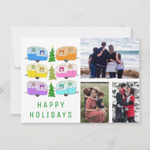 Carte Joli Camper de Noël RV CUSTOM 3 PHOTO Holiday
