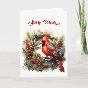 Carte Joli Cardinal Rouge Illustration Noël