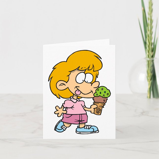 Carte Joli Cartoon Enfant Manger Ice Cream Cone (Créateur téléchargé)