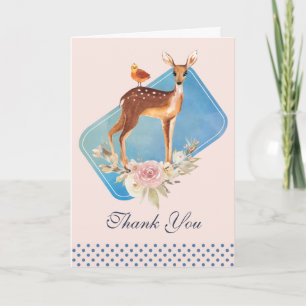 Carte Joli Cerf Aquarelle Brun Merci Rustique