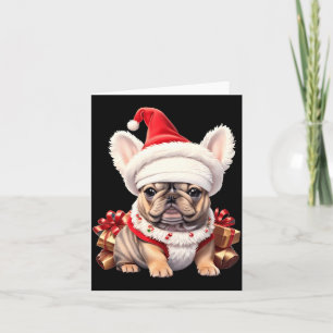 Carte Joli chapeau de Noël de Santa pour Bulldog françai