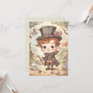 Carte Joli Chapelier Fou Artistique Bois Fantaisiste Mer