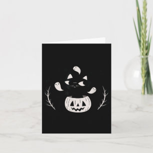 Carte Joli chat noir rétro automne Halloween