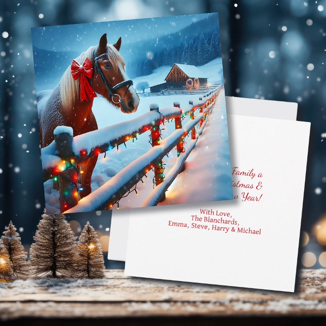 Carte Joli Cheval Brown avec Bow Noël Personnalisé (Créateur téléchargé)