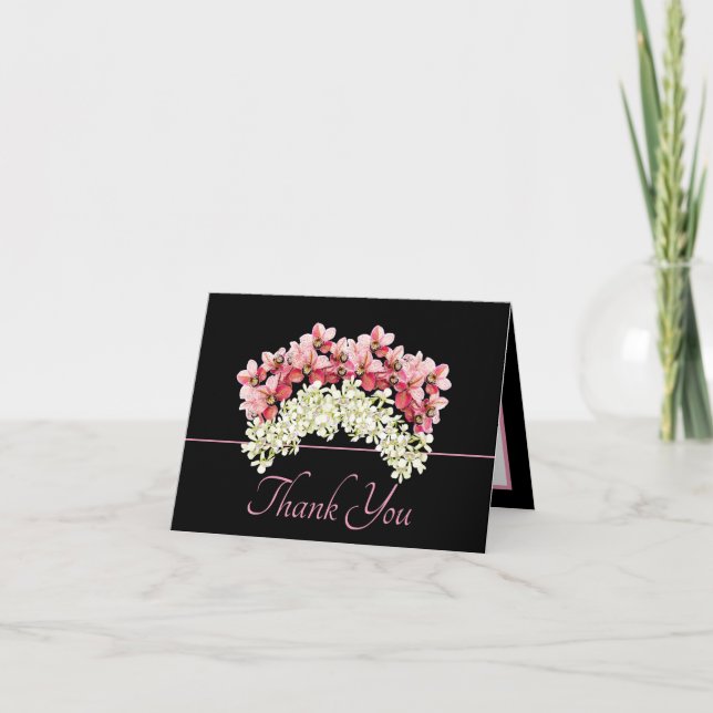 Carte Joli Chic Bouquet Orchidée Fleurs de couronne Merc (Devant)