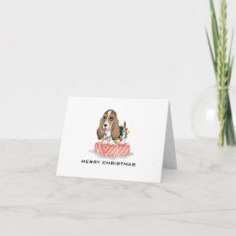 Carte Joli chiot avec lumières de Noël