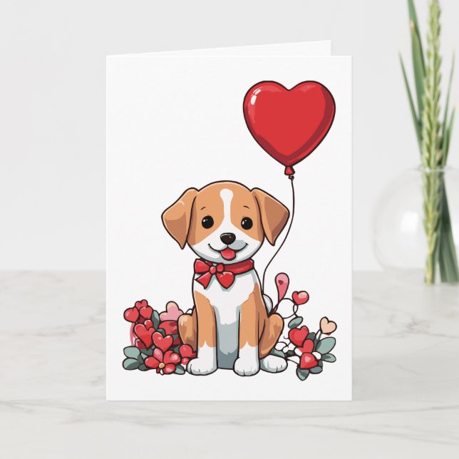 Carte Joli chiot de la Saint-Valentin (Devant)