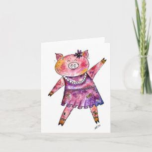 Carte Joli Cochon De Danse Whimsical