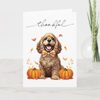 Carte Joli Cocker Spaniel Feuilles D'automne Citrouilles