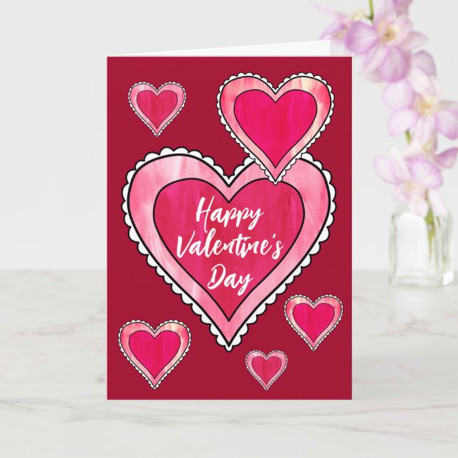 Carte Joli Coeur rose Bonne Valentines Accueil (Orchidée)