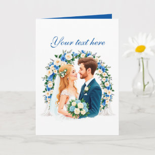 Carte Joli couple de mariage bleu personnalisable 