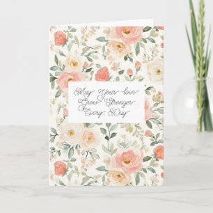 Carte Joli couple de mariage floral rose blush pêche
