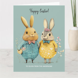 Carte Joli couple lapin de Pâques