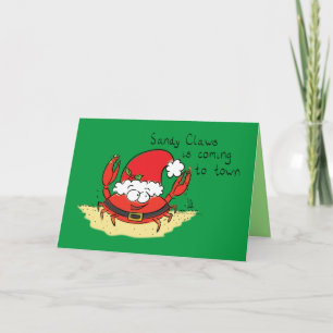 Carte Joli crabe de Noël drôle de vacances Santa dessin 