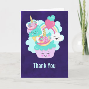 Carte Joli Cupcake et Glace Heureuse Merci