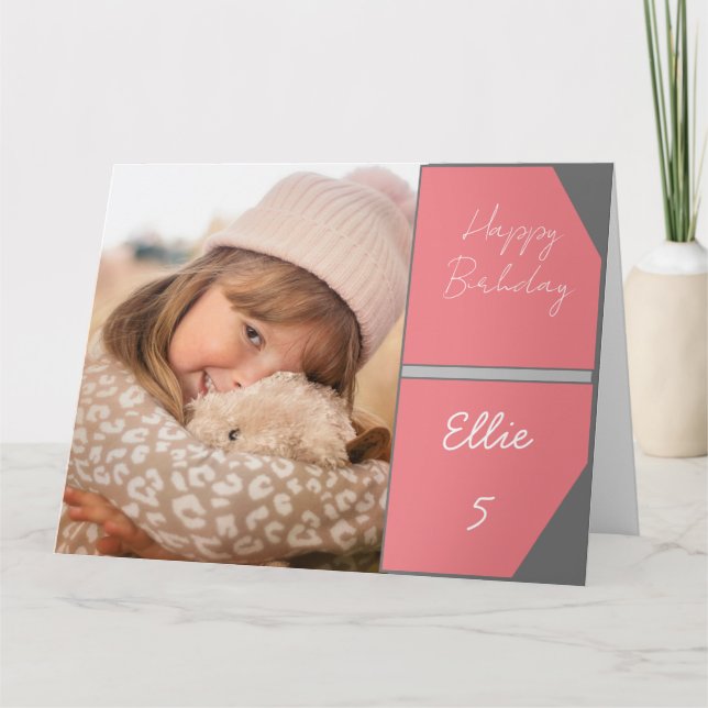 Carte Joli design d'anniversaire photo personnalisé (Devant)