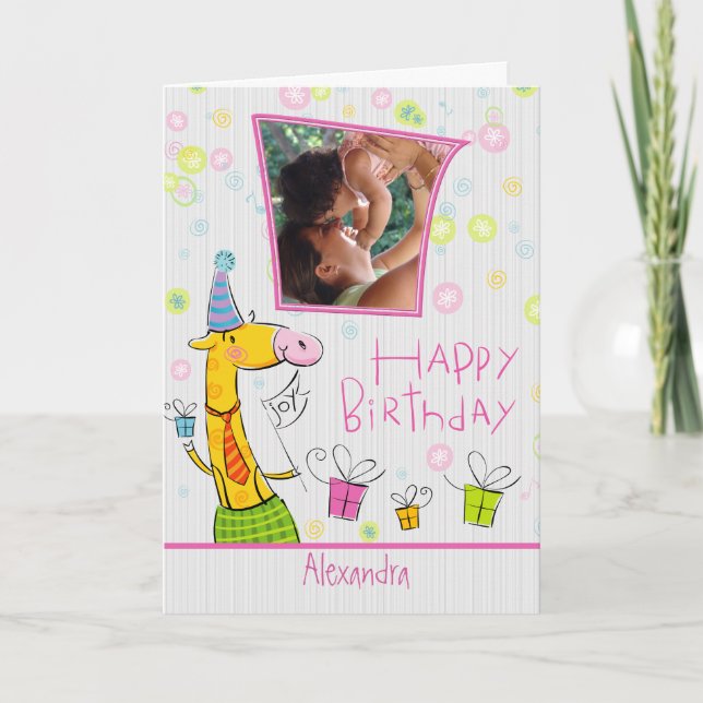 Carte Joli dessin d'anniversaire - Photo personnalisée (Devant)