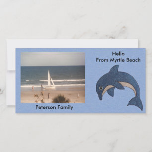 Carte Joli Dessin Dauphin Bleu Océan Customisé