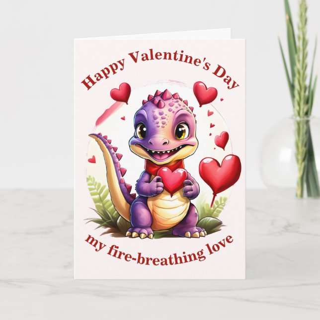 Carte Joli dragon de la Saint-Valentin Dragon adorable à (Devant)