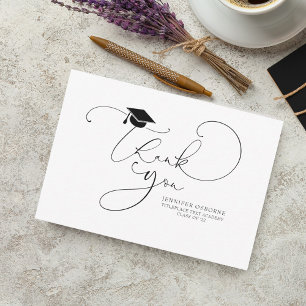 Carte Joli écriture calligraphique remerciement de fin d