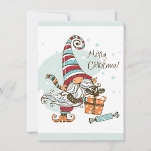 Carte Joli Elfes de Noël Gnomes Aquarelle Amusante  