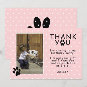 Carte Joli Empreinte de patte rose Merci d'anniversaire