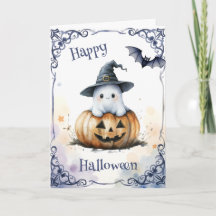 Joli fantôme Halloween à l'aquarelle sur une lante