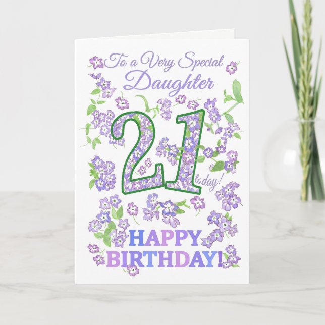 Carte Joli Floral 21ème Anniversaire Très Spécial Fille (Devant)