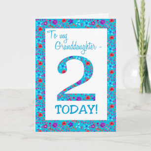 Carte Joli Floral 2e anniversaire Grandgirl Blue