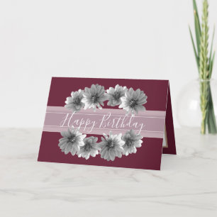 Carte Joli Floral Elegant Dahlia Fleur Rouge Anniversair