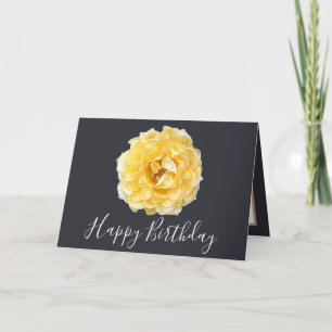 Carte Joli Floral Moderne Rose Fleur Gris Anniversaire