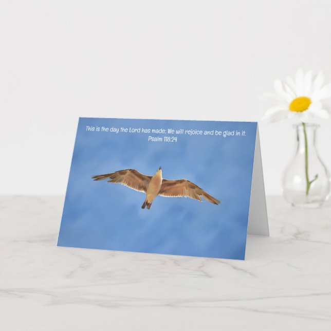Carte Joli Flying Sea Gull Bird Bible Verse Art Note (Petite plante)