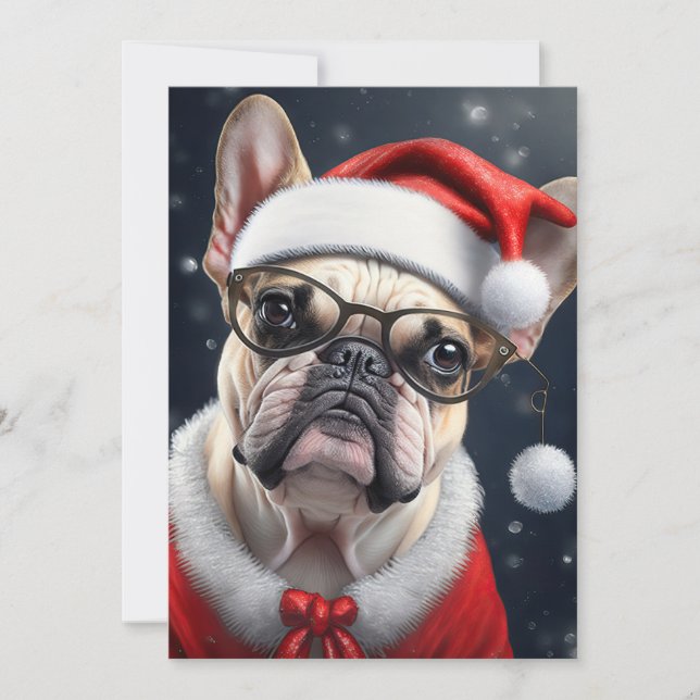 Carte Joli French Bulldog Père Noël Noël Conception (Devant)